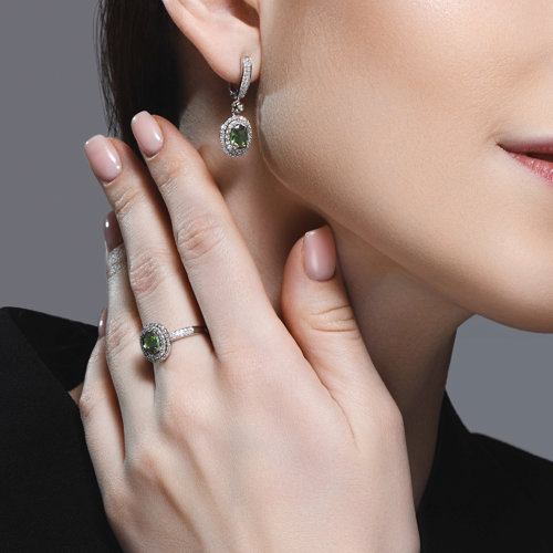 Inel din Aur Alb 14K cu Diamante si Turmalina - 4