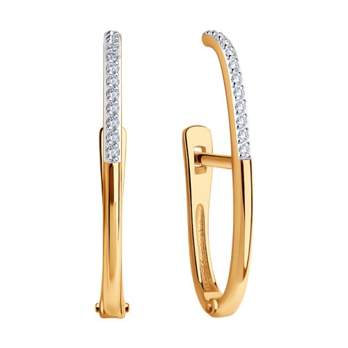 Cercei din Aur Roz 14K cu Zirconiu - 2