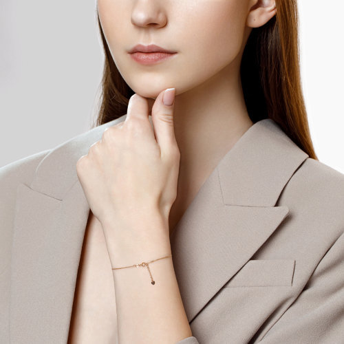 Bratara din Aur Roz 14K cu Diamant - 4