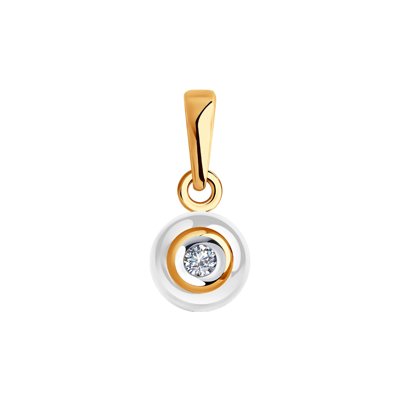 Pandantiv din Ceramica Alba cu Aur 14K si Diamant