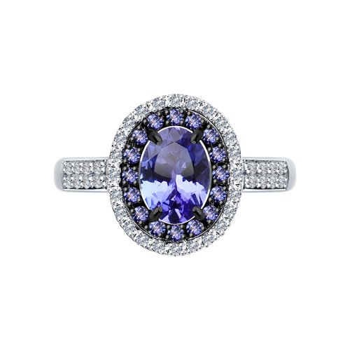 Inel din Aur Alb 14K cu Tanzanit si Diamante - 3