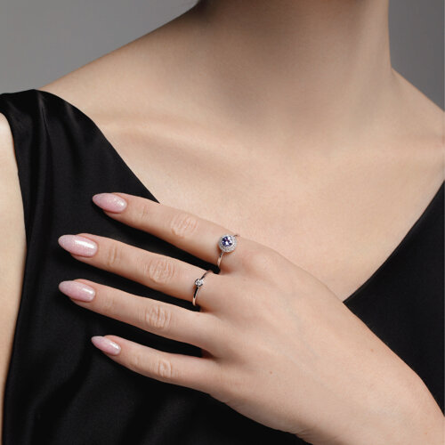 Inel din Aur Alb 14K cu Diamante si Tanzanit - 4