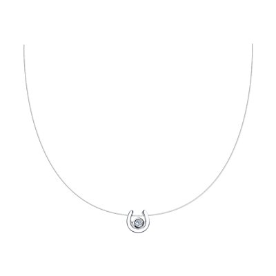 Colier din Argint cu Zirconiu pe fir transparent - 1