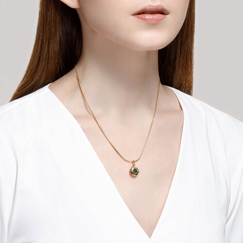 Pandativ din Aur Roz 14K cu Smarald hidrotermal - 3