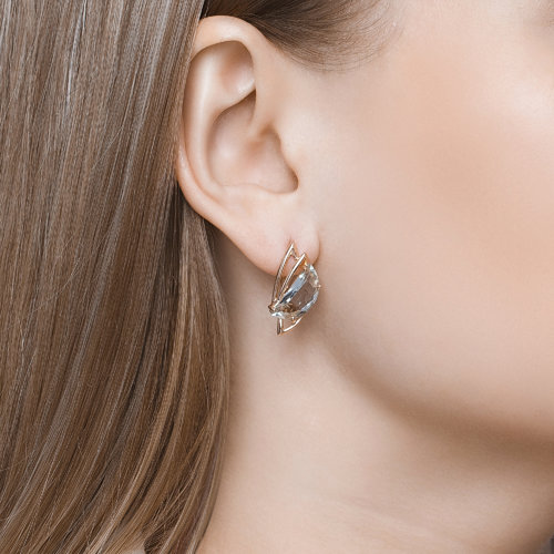 Cercei din Aur Roz 14K cu Ametist Verde - 2