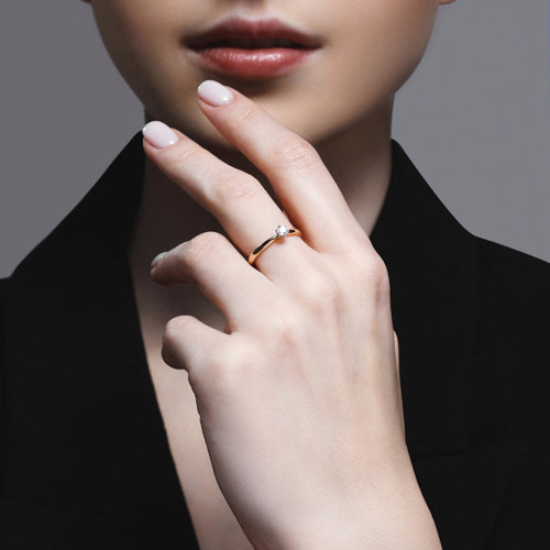 Inel din Aur Roz 14K cu Diamant - 4