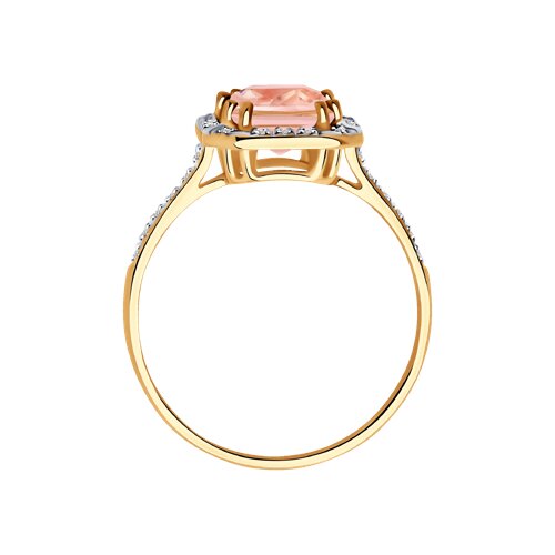 Inel din Aur Roz 14K cu Morganit si Diamante - 3