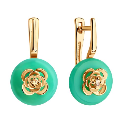 Cercei din Aur Roz 14k cu Zirconiu si Crizopraza - 2