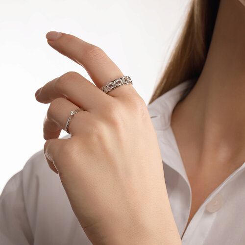 Inel din Aur Alb 14K cu Diamante - 5