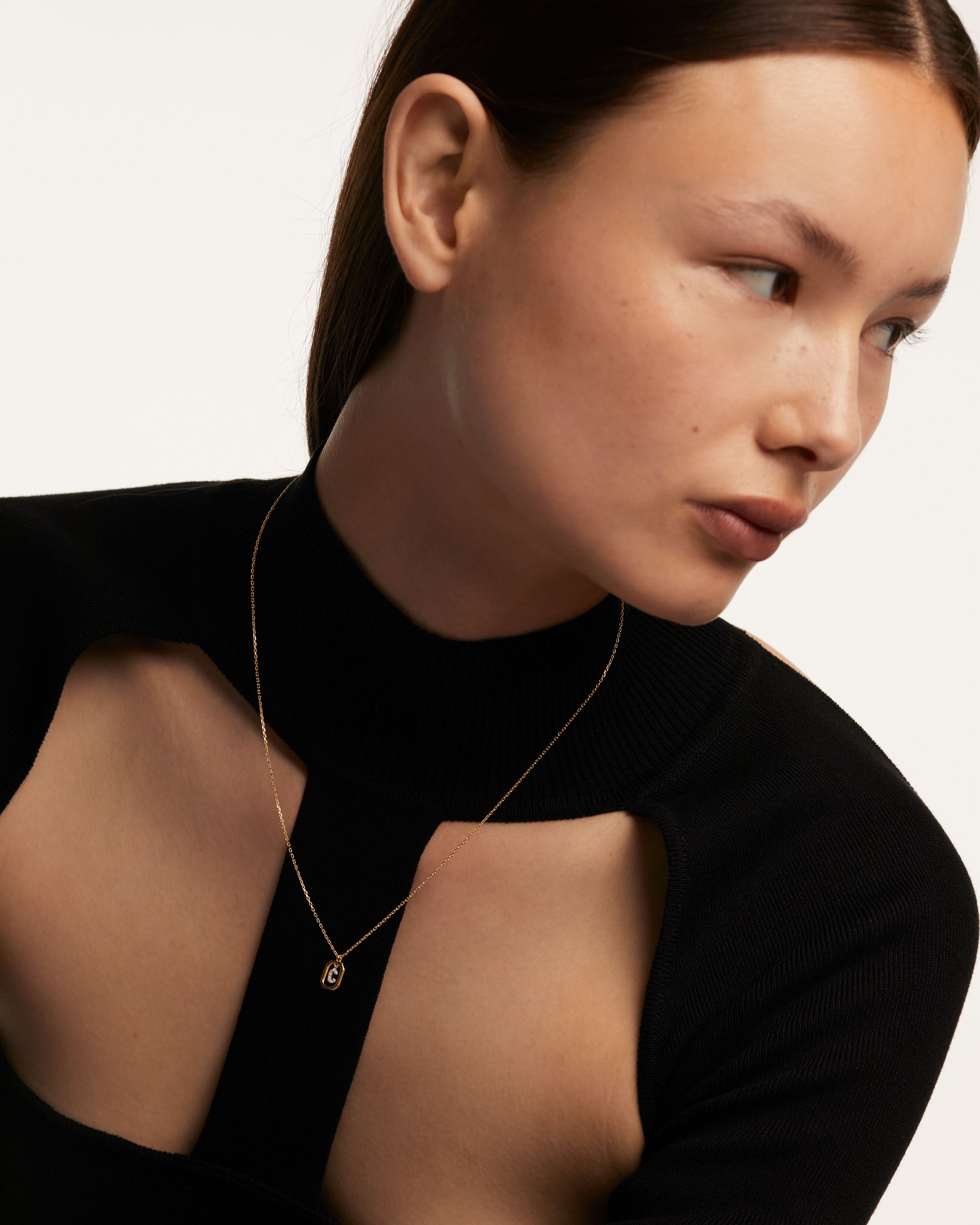 Colier din Argint placat cu Aur cu Zirconiu Litera C - 7