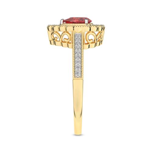 Inel din Aur Galben 14K cu Rubin 0.38Ct si Diamante 0.20Ct - 3