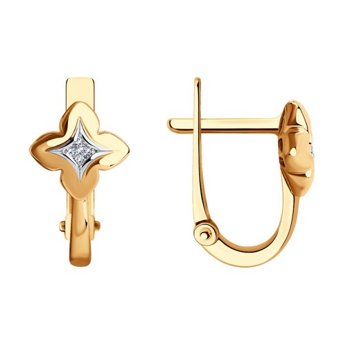 Cercei din Aur Roz 14K cu Diamante si Perle - 2