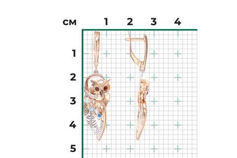 Cercei Aur Roz 14K cu Topaz, Email - 3