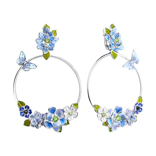 Cercei din Argint 925 cu Email si Zirconiu - 2