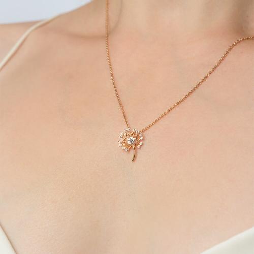 Pandantiv Aur Roz 14K cu Zirconiu - 2