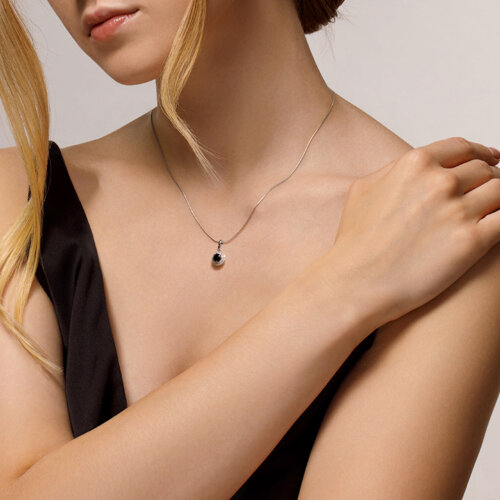 Pandantiv din Aur Alb 14K cu Safir si Diamante - 2