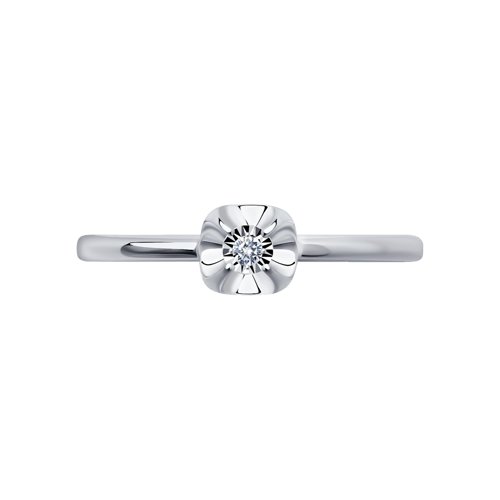 Inel din Aur Alb 14K cu Diamant - 3