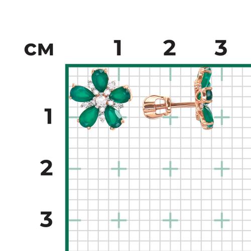 Cercei Aur Roz 14K cu Calcedon,Zirconiu - 2