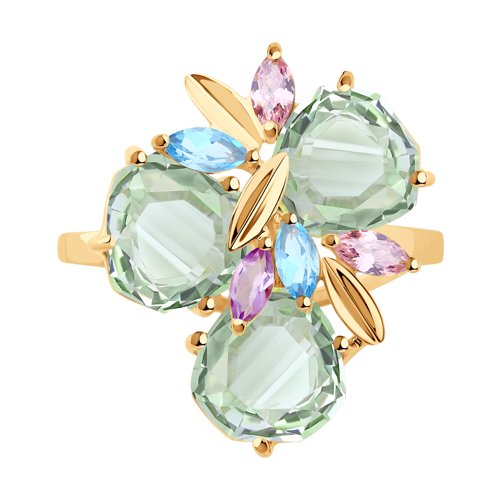 Inel din Aur Roz 14K cu Ametist, Topaz si Zirconiu - 2