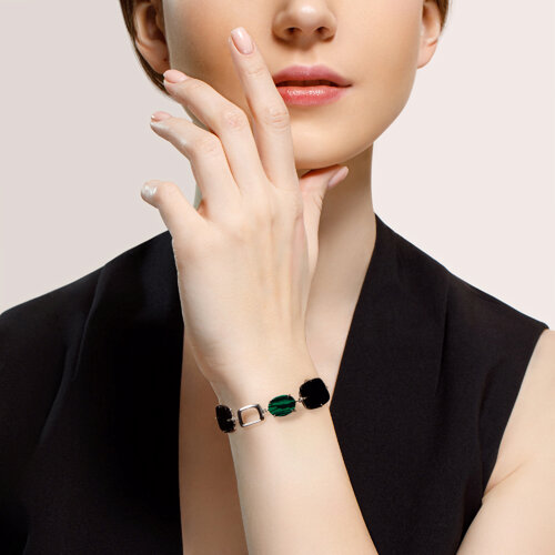 Bratara din Argint cu Malachit si Agat - 2