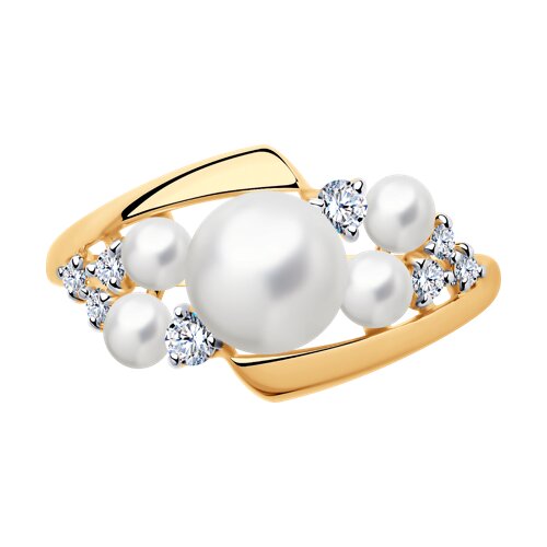 Inel din Aur Roz 14K cu Perla si Zirconiu - 2