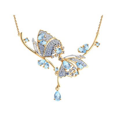 Colier din Aur Roz 14K cu Topaz si Zirconiu - 1