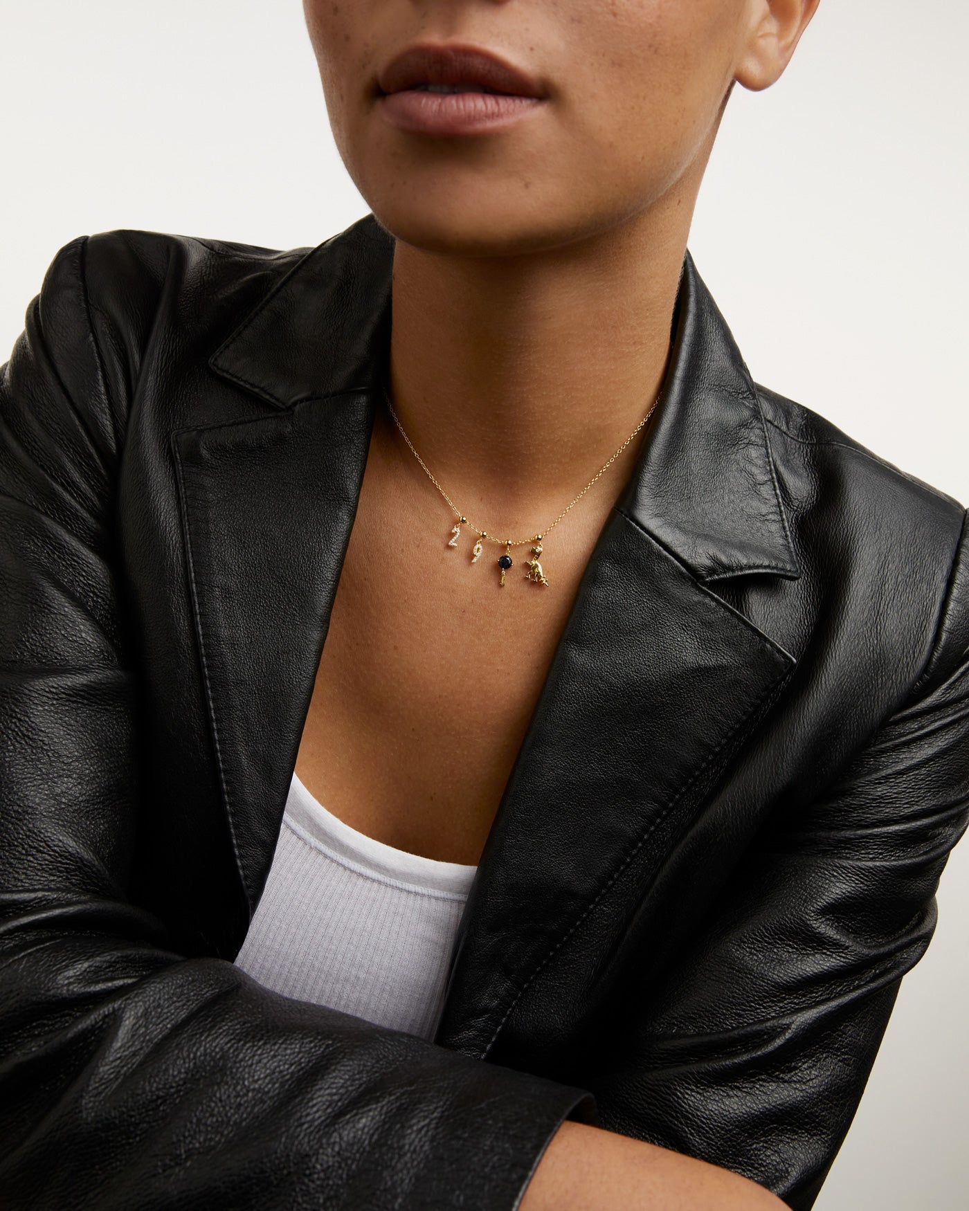 Pandantiv Charm din Argint placat cu Aur cu Zirconiu - 13