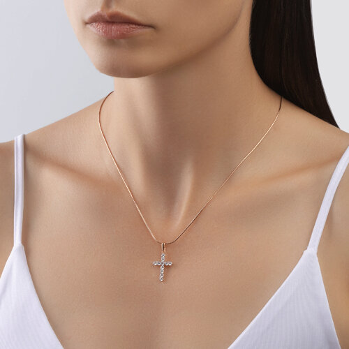 Pandantiv din Aur Roz 14K cu Zirconiu  - 2