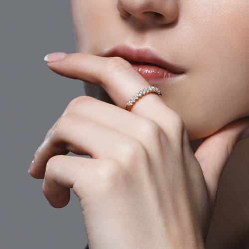 Inel din Aur Roz 14K cu Diamante - 4