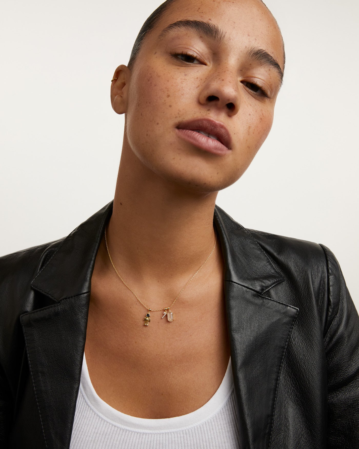 Pandantiv Charm din Argint placat cu Aur cu Sidef - 9