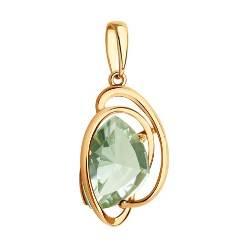 Pandativ din Aur Roz 14K cu Ametist Verde - 2