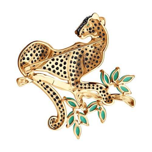 Brosa din Aur Roz 14k cu Agat Verde si Zirconiu - 2