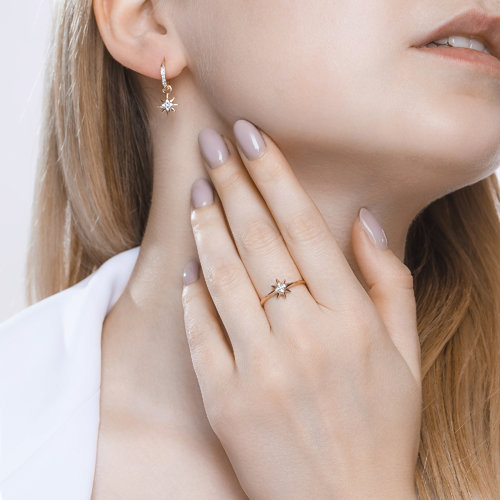 Inel din Aur Roz 14K cu Diamante Swarovski - 6