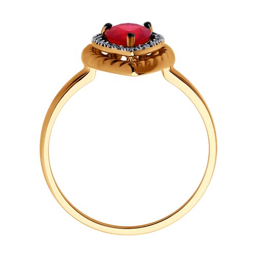 Inel din Aur Roz 14K cu Diamante si Rubin - 4