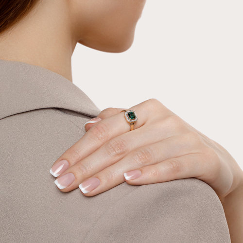 Inel din Aur Roz 14K cu Sitall si Zirconiu - 5