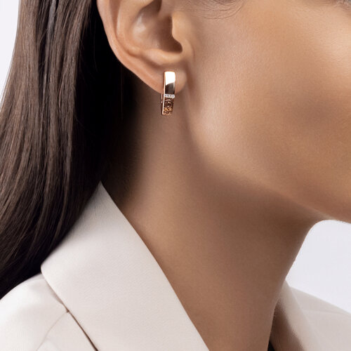 Cercei din Aur Roz 14K cu Zirconiu - 3