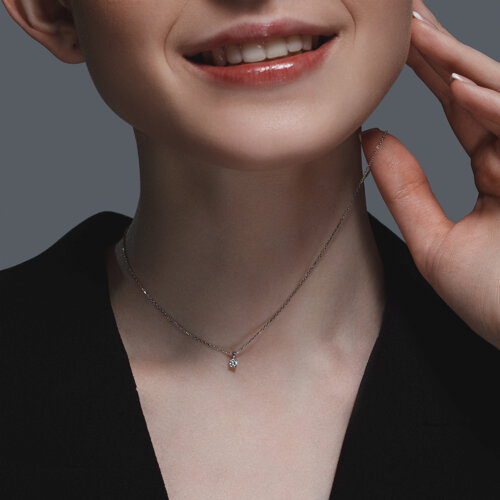 Colier din Aur Alb 14K cu Diamant - 2