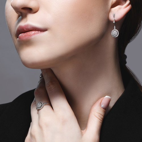 Cercei din Aur Alb 14K cu Diamante  - 3