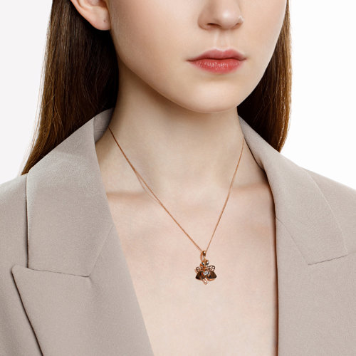 Pandantiv din Aur Roz 14k cu Zirconiu „Floare” - 3