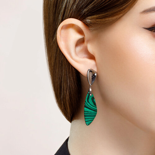 Cercei din Argint  cu Malachit sint. - 2