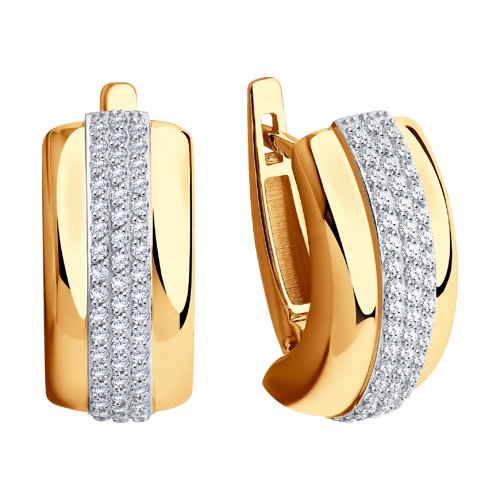 Cercei din Aur Roz 14k cu Zirconiu - 2