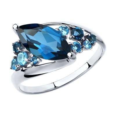 Inel din Aur Alb 14k cu Topaz si Zirconiu - 1