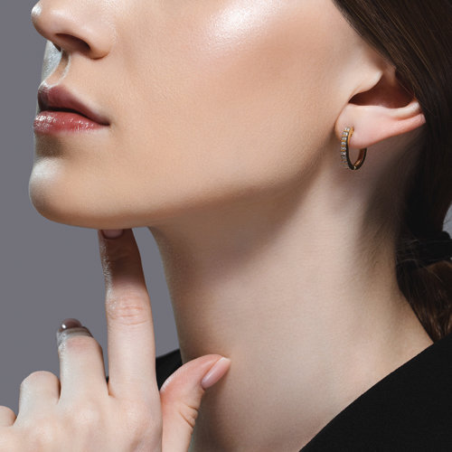 Cercei din Aur Roz 14K cu Diamante - 3