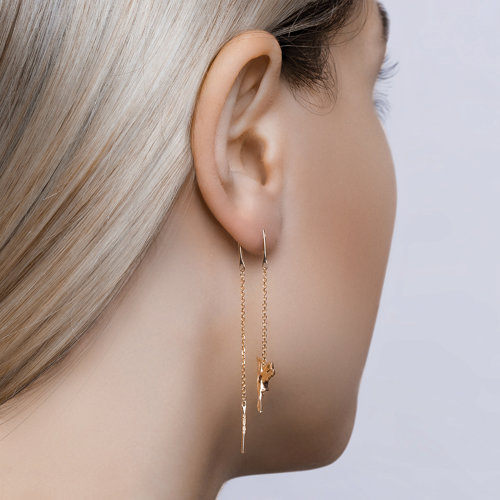 Cercei din Aur Roz 14K cu Rodolit si Zirconiu ''Colibri'' - 3