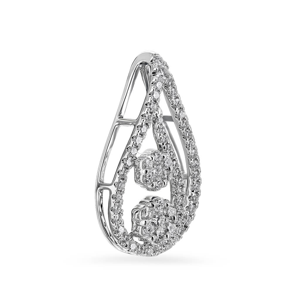 Pandant din Aur Alb 18K cu Diamante 0.40Carate - 2