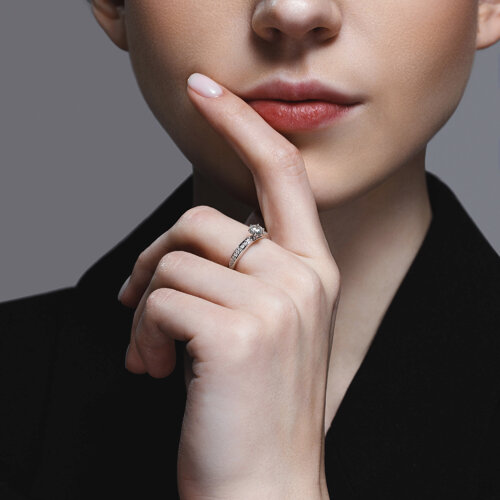 Inel din Aur Alb 14K cu Diamante - 4