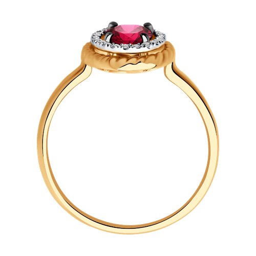 Inel din Aur Roz 14K cu Diamante si Rubin - 3