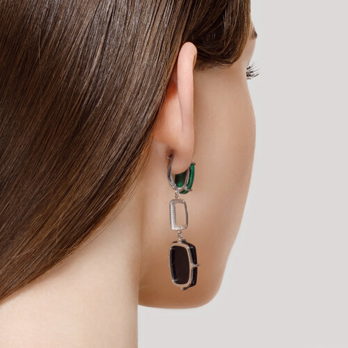 Cercei din Argint cu Agat si Malachit - 3