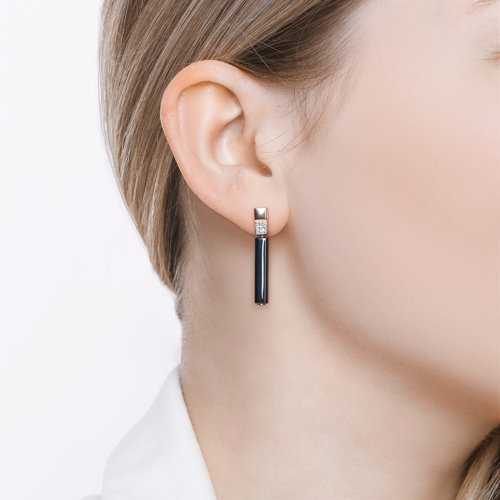 Cercei din Ceramica cu Aur Roz 14K si Diamante - 3