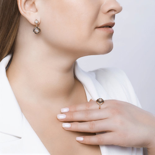 Cercei din Aur Roz 14K cu Diamante  - 4